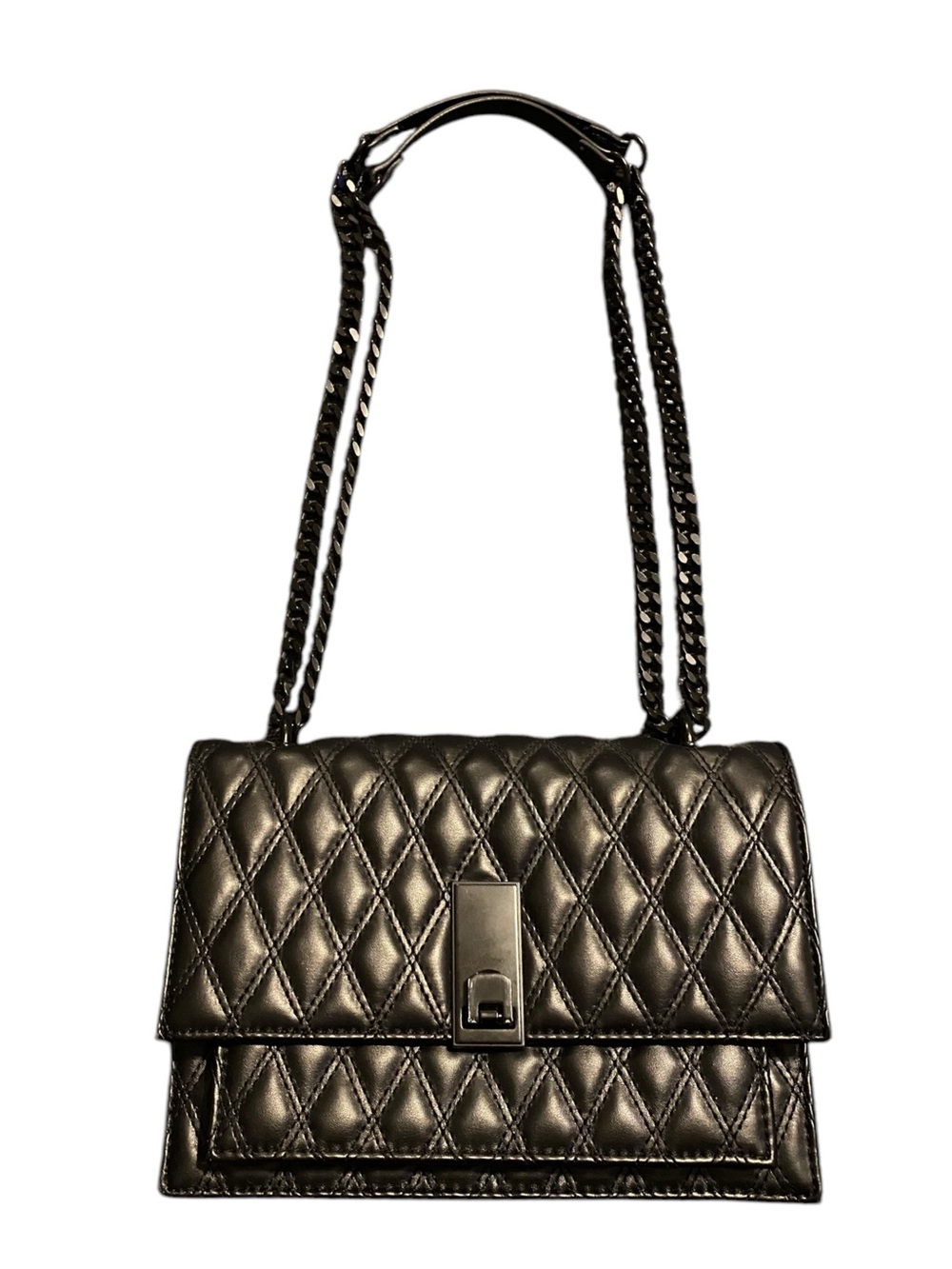 Aldo Quilted Black Chain Strap Shoulder Bag